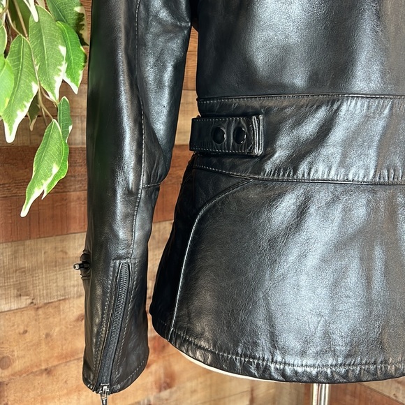TAURUS Black Canadian Genuine Leather Quilted Liner Zippers Moto Coat - Picture 8 of 16